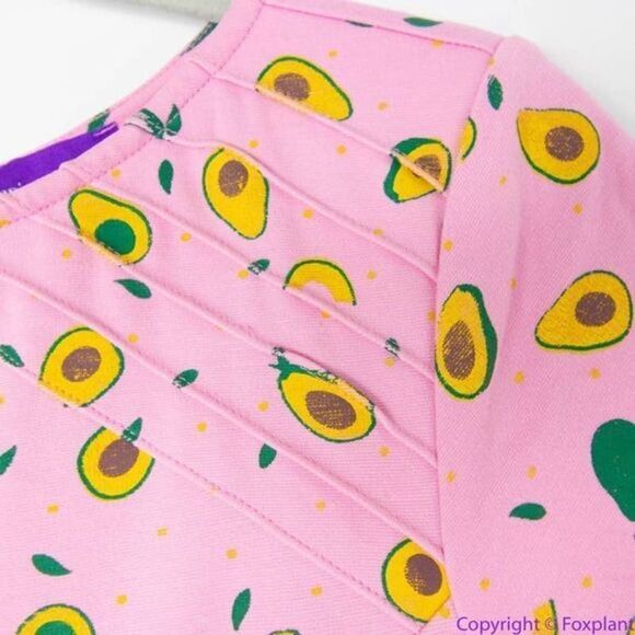 Unique Vintage Gwynnie Bee Avocado summer fruit Pink Fit-And-Flare‎ Dress, M - Picture 12 of 16